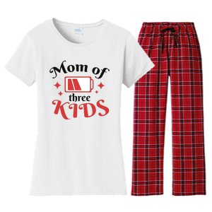 Mom Of Three Kids Battery Low Women's Flannel Pajama Set