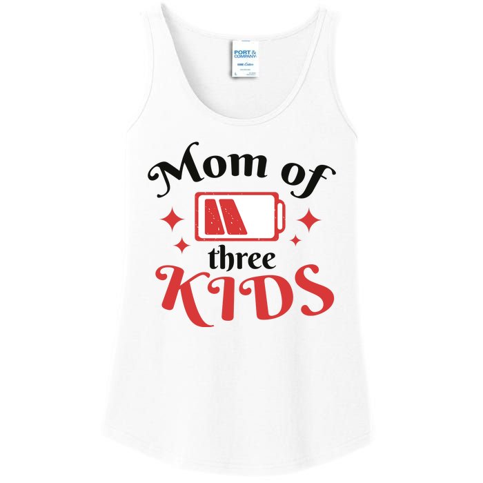 Mom Of Three Kids Battery Low Ladies Essential Tank