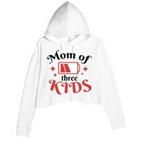 Mom Of Three Kids Battery Low Crop Fleece Hoodie