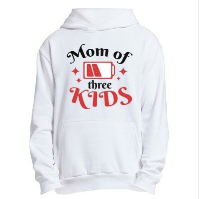 Mom Of Three Kids Battery Low Urban Pullover Hoodie