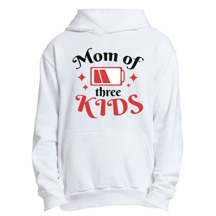 Mom Of Three Kids Battery Low Urban Pullover Hoodie