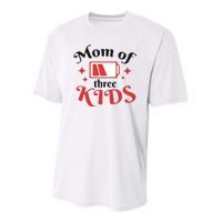 Mom Of Three Kids Battery Low Youth Performance Sprint T-Shirt