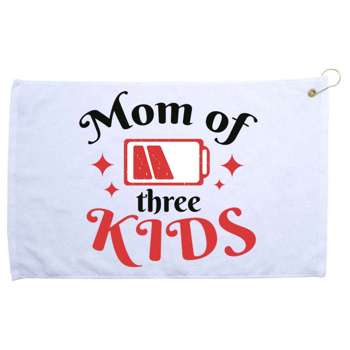 Mom Of Three Kids Battery Low Grommeted Golf Towel