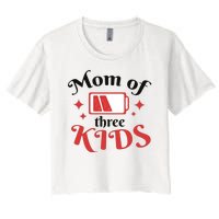 Mom Of Three Kids Battery Low Women's Crop Top Tee