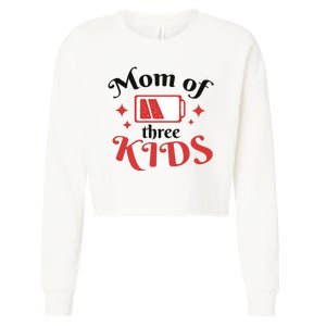 Mom Of Three Kids Battery Low Cropped Pullover Crew