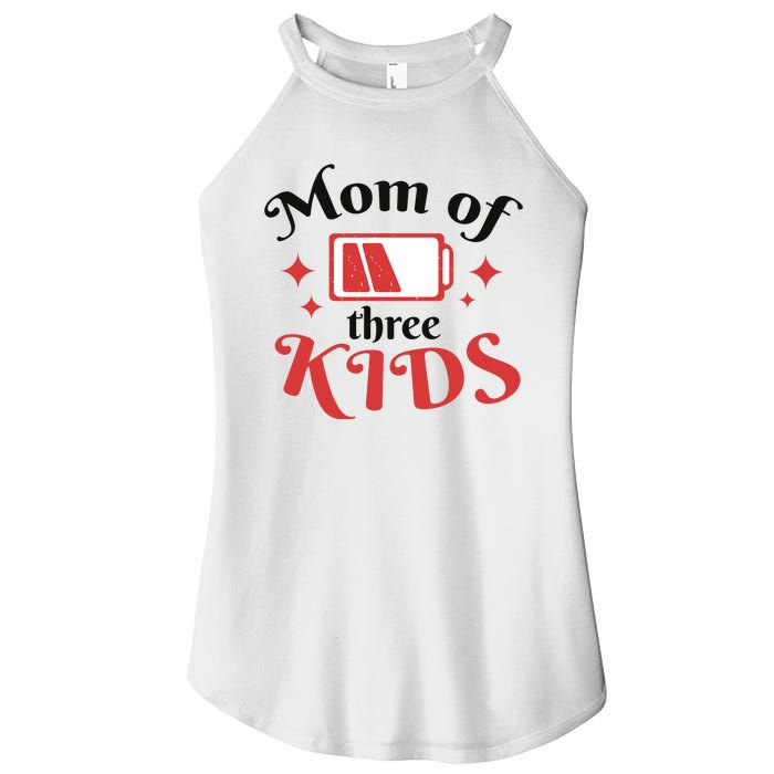 Mom Of Three Kids Battery Low Women's Perfect Tri Rocker Tank