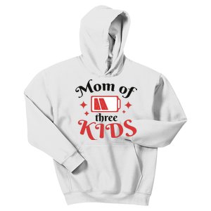 Mom Of Three Kids Battery Low Kids Hoodie