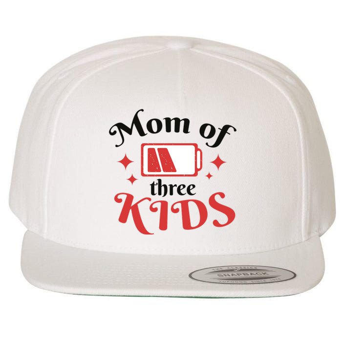 Mom Of Three Kids Battery Low Wool Snapback Cap