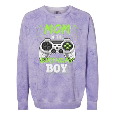 Mom Of The Birthday Boy Matching Video Gamer Party Colorblast Crewneck Sweatshirt