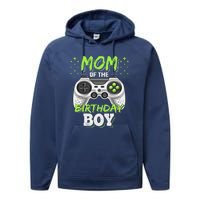 Mom Of The Birthday Boy Matching Video Gamer Party Performance Fleece Hoodie