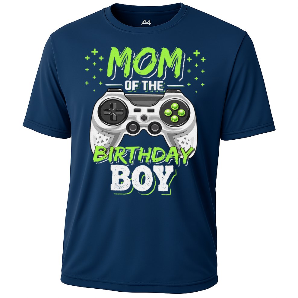 Mom Of The Birthday Boy Matching Video Gamer Party Cooling Performance Crew T-Shirt