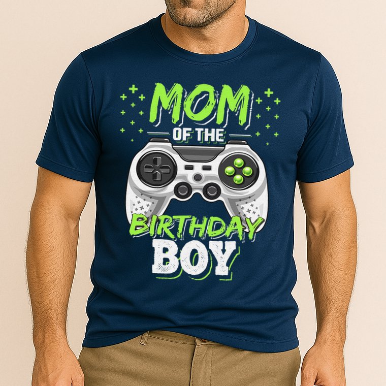 Mom Of The Birthday Boy Matching Video Gamer Party Cooling Performance Crew T-Shirt