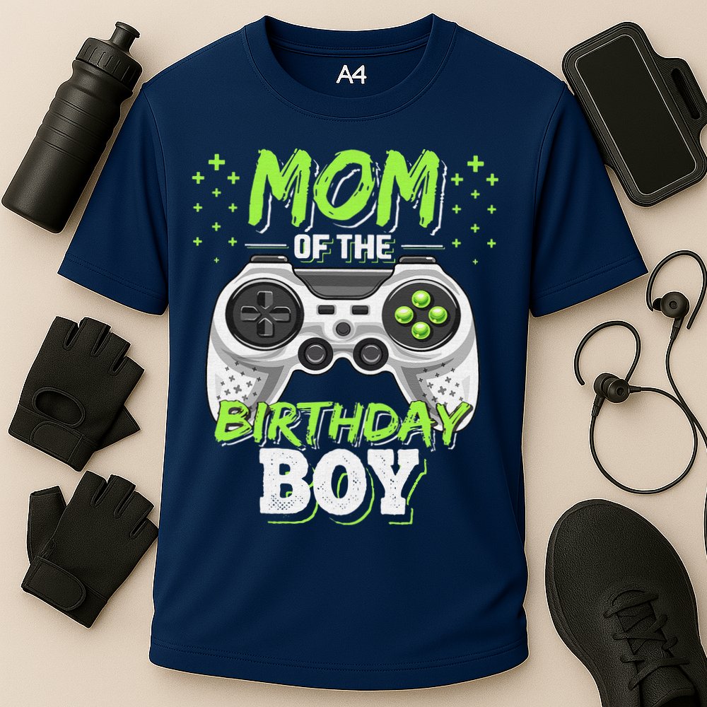 Mom Of The Birthday Boy Matching Video Gamer Party Cooling Performance Crew T-Shirt