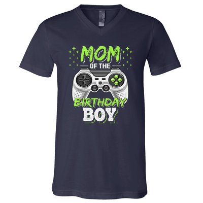 Mom Of The Birthday Boy Matching Video Gamer Party V-Neck T-Shirt