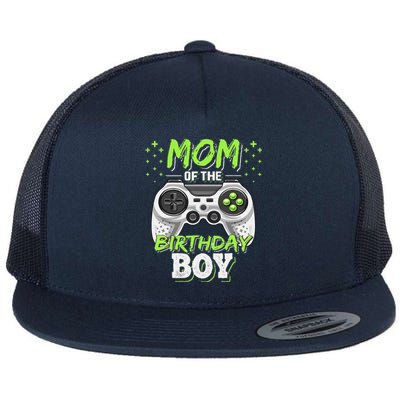 Mom Of The Birthday Boy Matching Video Gamer Party Flat Bill Trucker Hat