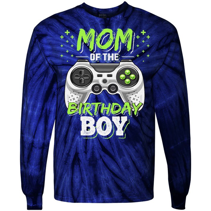 Mom Of The Birthday Boy Matching Video Gamer Party Tie-Dye Long Sleeve Shirt