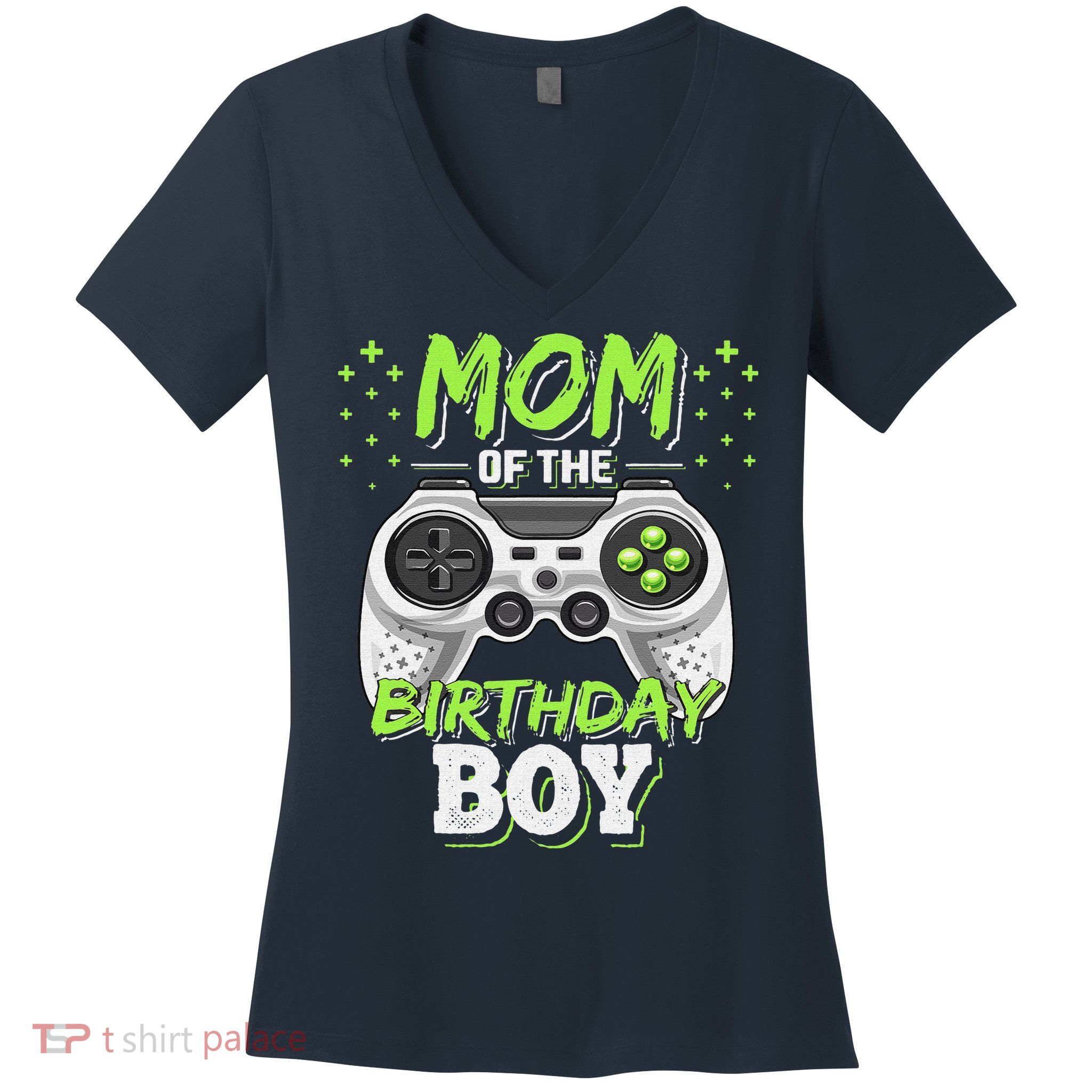 Mom Of The Birthday Boy Matching Video Gamer Party Women's V-Neck T-Shirt
