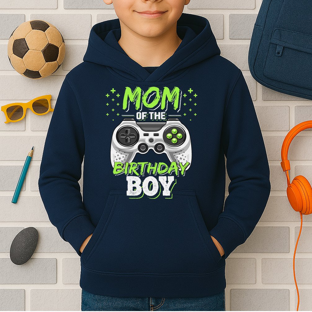 Mom Of The Birthday Boy Matching Video Gamer Party Kids Hoodie
