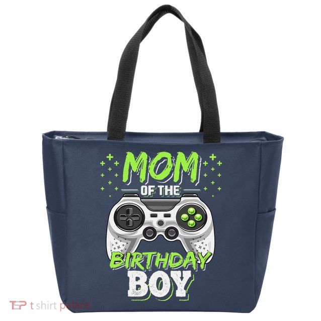 Mom Of The Birthday Boy Matching Video Gamer Party Zip Tote Bag