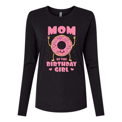 Mom Of The Birthday Girl Pink Donut Bday Party Mother Mommy Womens Cotton Relaxed Long Sleeve T-Shirt