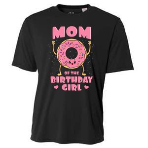 Mom Of The Birthday Girl Pink Donut Bday Party Mother Mommy Cooling Performance Crew T-Shirt