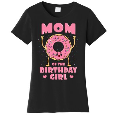 Mom Of The Birthday Girl Pink Donut Bday Party Mother Mommy Women's T-Shirt