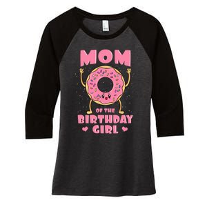 Mom Of The Birthday Girl Pink Donut Bday Party Mother Mommy Women's Tri-Blend 3/4-Sleeve Raglan Shirt