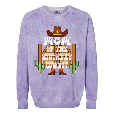 Mom Of The Birthday Cowboy Rodeo Party Bday Colorblast Crewneck Sweatshirt