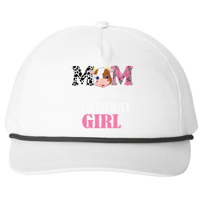 Mom Of The Birthday Girl Farm Cow Mommy Mama 1st Snapback Five-Panel Rope Hat