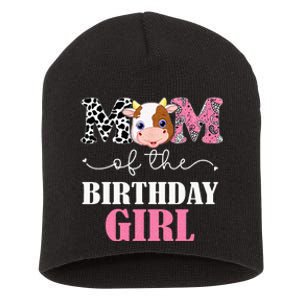 Mom Of The Birthday Girl Farm Cow Mommy Mama 1st Short Acrylic Beanie