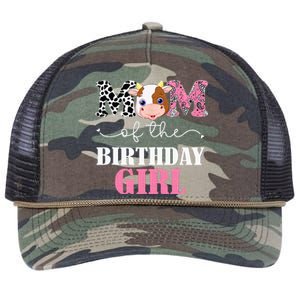 Mom Of The Birthday Girl Farm Cow Mommy Mama 1st Retro Rope Trucker Hat Cap