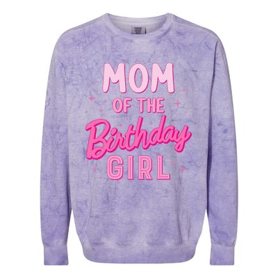 Mom Of The Birthday Girl Party Groovy Retro For Mommy Colorblast Crewneck Sweatshirt