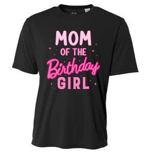 Mom Of The Birthday Girl Party Groovy Retro For Mommy Cooling Performance Crew T-Shirt