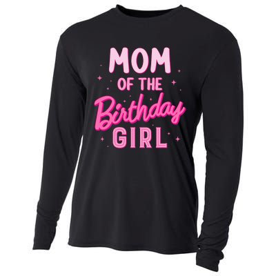 Mom Of The Birthday Girl Party Groovy Retro For Mommy Cooling Performance Long Sleeve Crew