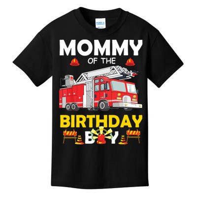 Mommy Of The Birthday Boy Fire Truck Firefighter Party Mom Kids T-Shirt