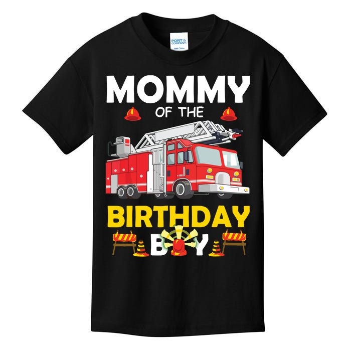 Mommy Of The Birthday Boy Fire Truck Firefighter Party Mom Kids T-Shirt