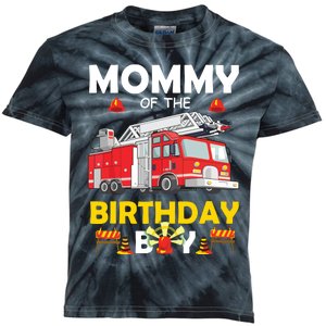 Mommy Of The Birthday Boy Fire Truck Firefighter Party Mom Kids Tie-Dye T-Shirt