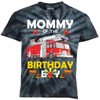 Mommy Of The Birthday Boy Fire Truck Firefighter Party Mom Kids Tie-Dye T-Shirt