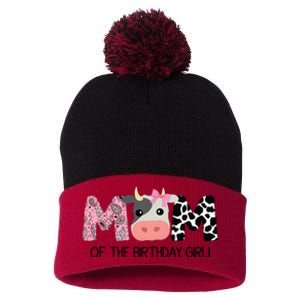 Mom Of The Birthday For Cow Farm Birthday Cow Mommy 1st Pom Pom 12in Knit Beanie