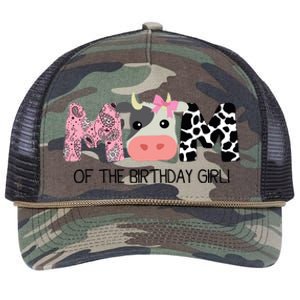 Mom Of The Birthday For Cow Farm Birthday Cow Mommy 1st Retro Rope Trucker Hat Cap