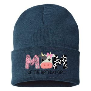 Mom Of The Birthday For Cow Farm Birthday Cow Mommy 1st Sustainable Knit Beanie