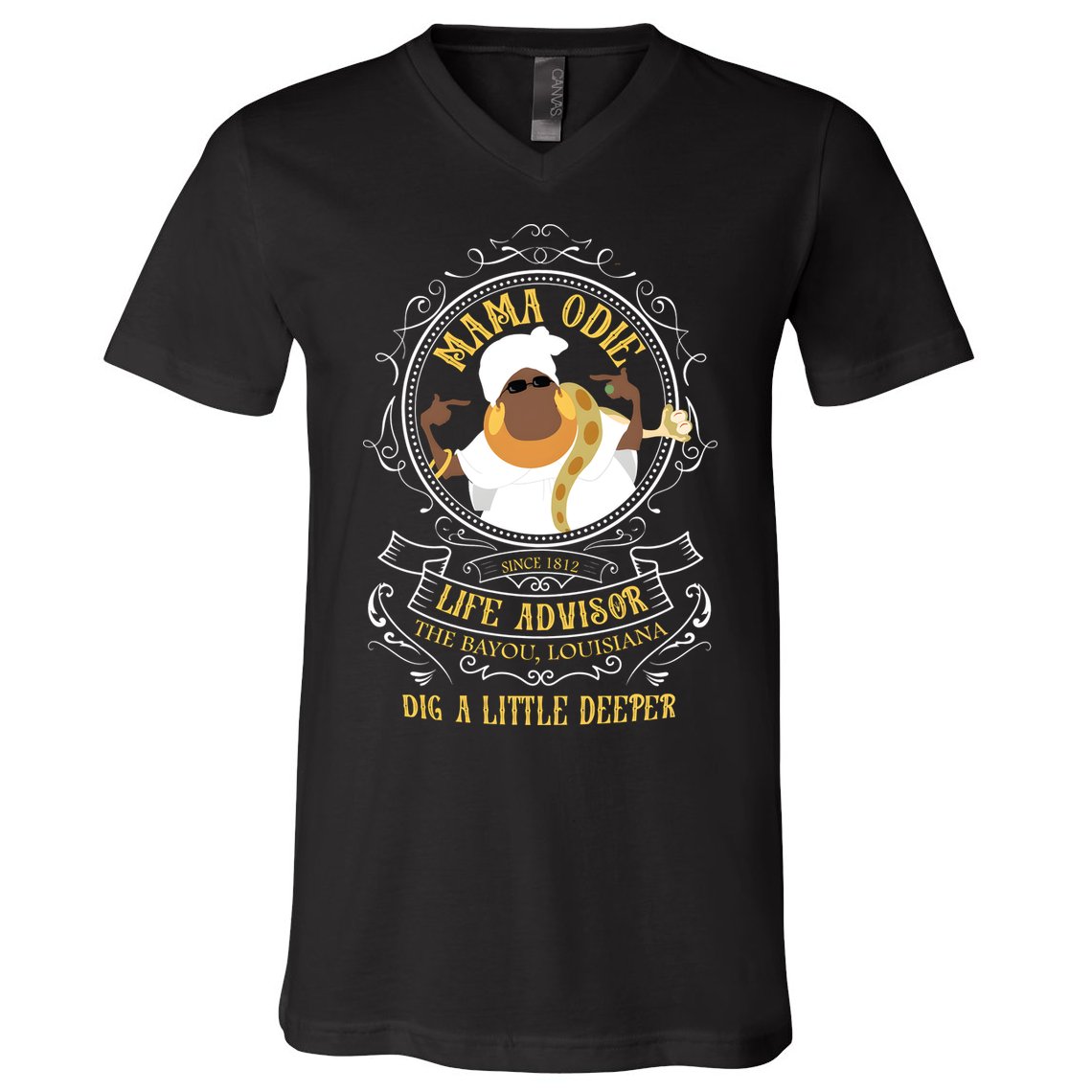Mama Odie The Princess And The Frog Dig A Little Deeper V-Neck T-Shirt