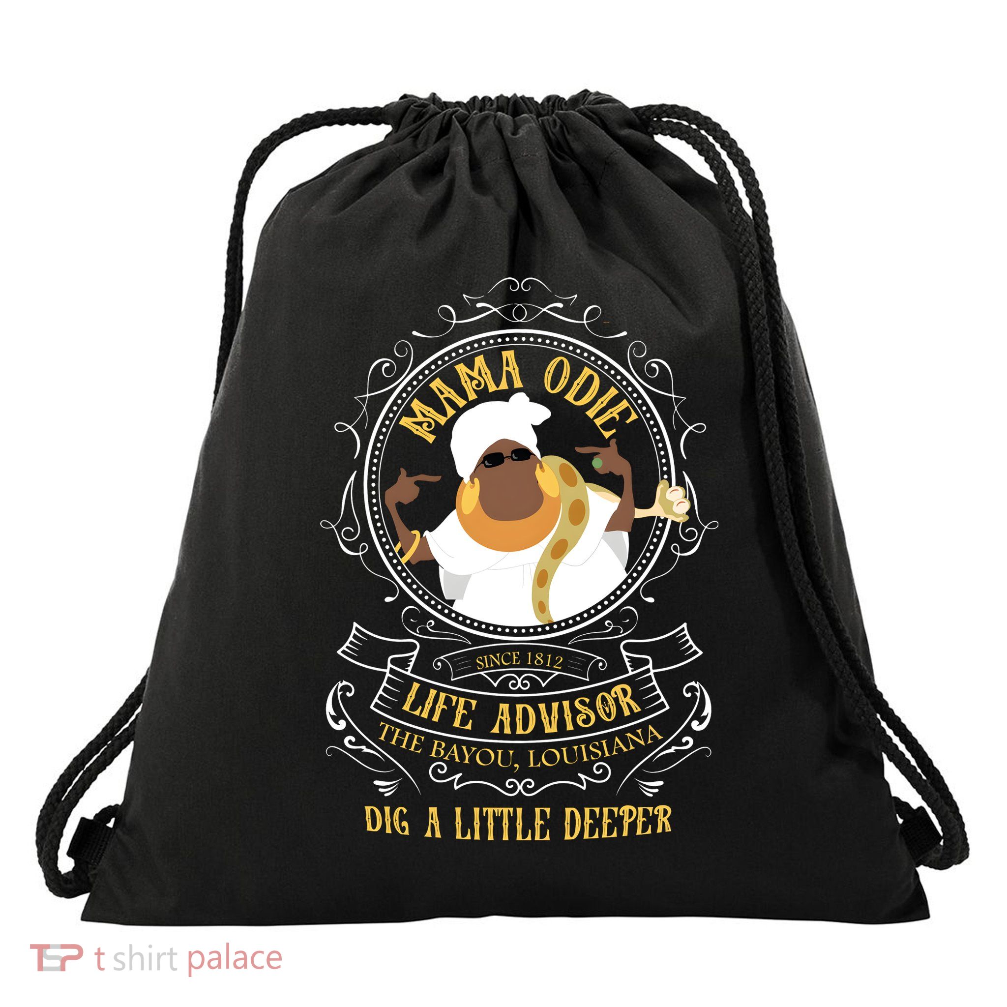 Mama Odie The Princess And The Frog Dig A Little Deeper Drawstring Bag