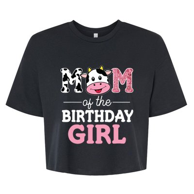 Mom Of The Birthday Farm Cow Mommy Mama 1st Bella+Canvas Jersey Crop Tee