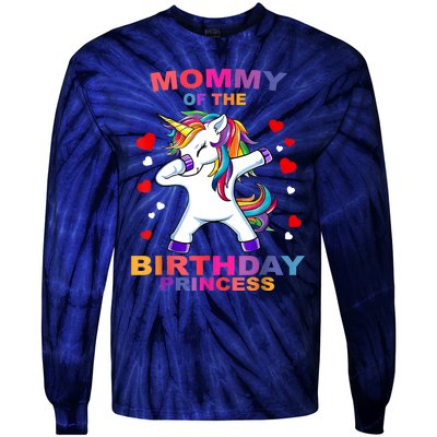 Mommy Of The Birthday Princess Unicorn Outfit Tie-Dye Long Sleeve Shirt