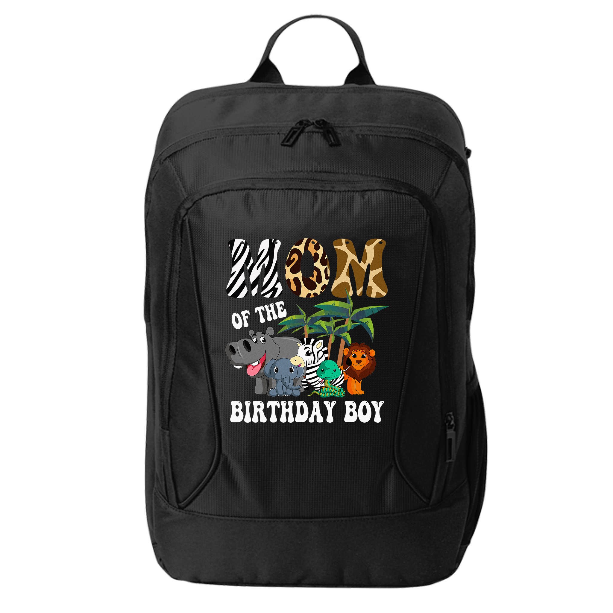 Mom Of The Birthday Boy Zoo Bday Safari Celebration City Backpack