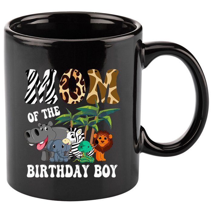Mom Of The Birthday Boy Zoo Bday Safari Celebration 11oz C Handle Ceramic Mug