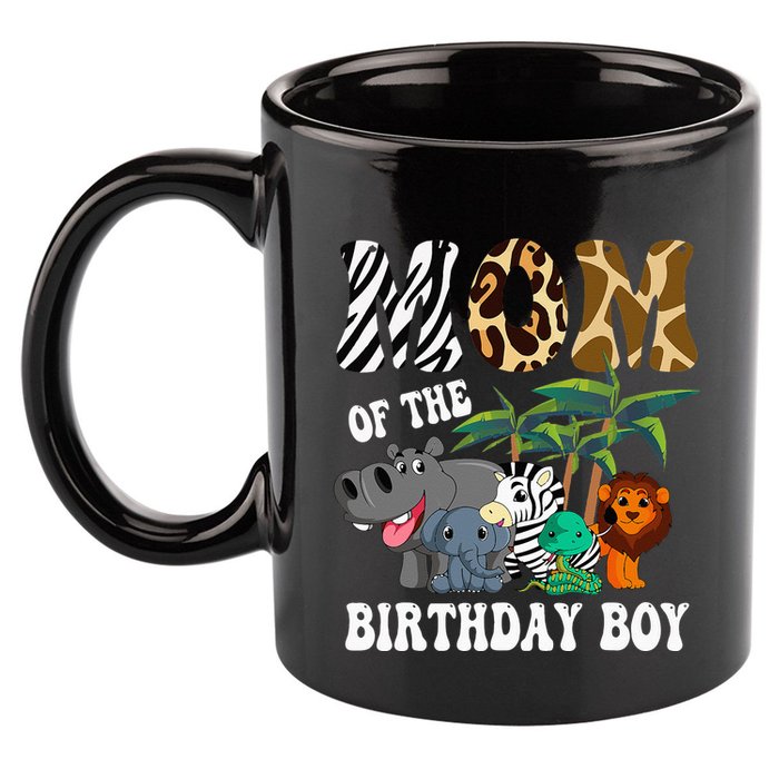 Mom Of The Birthday Boy Zoo Bday Safari Celebration 11oz C Handle Ceramic Mug