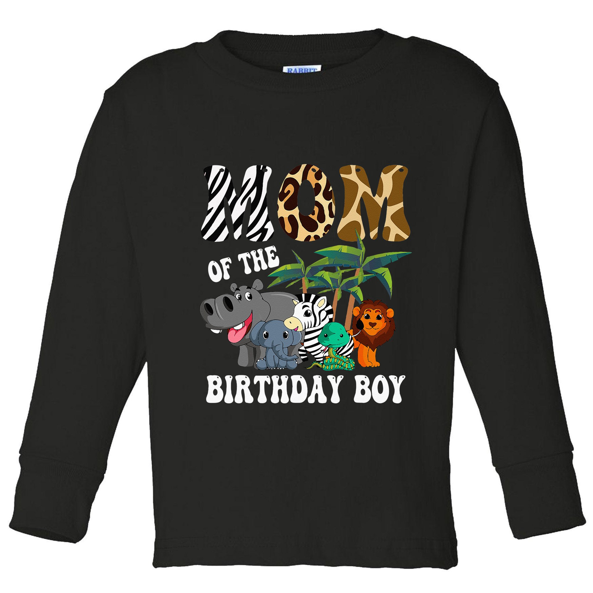 Mom Of The Birthday Boy Zoo Bday Safari Celebration Toddler Long Sleeve Shirt
