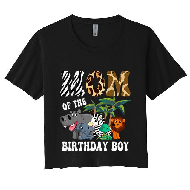 Mom Of The Birthday Boy Zoo Bday Safari Celebration Crop Top